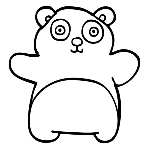 Line Drawing Cartoon Happy Panda — Stock Vector
