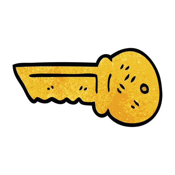 Cartoon Doodle Gold Key — Stock Vector