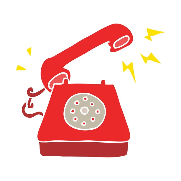 Flat Color Illustration Ringing Telephone — Stock Vector