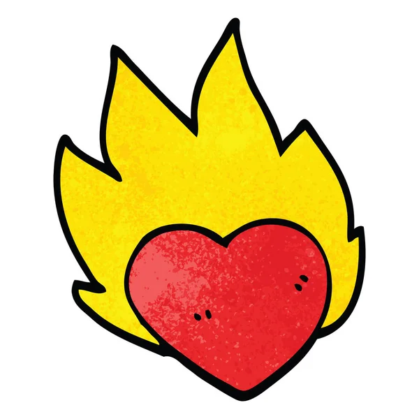 Γελοιογραφία Doodle Φλεγόμενη Καρδιά — Διανυσματικό Αρχείο