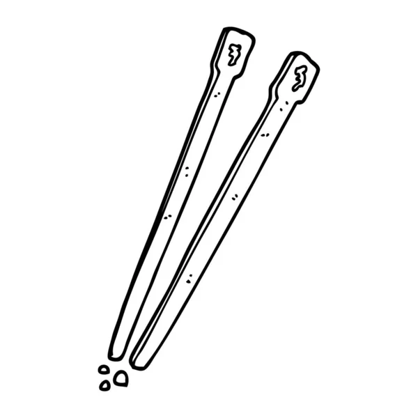 Line Drawing Cartoon Chop Sticks — Stock Vector