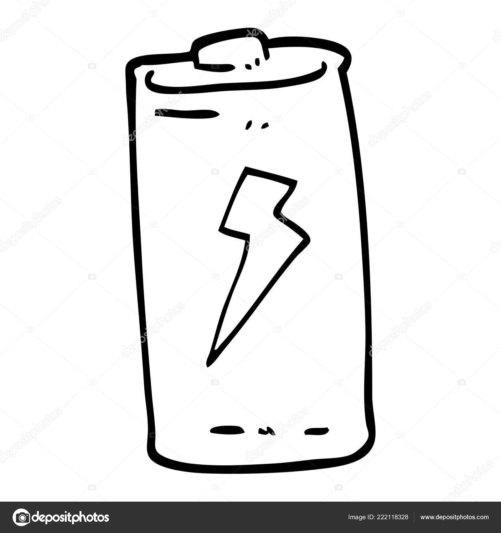 Black White Cartoon Battery Stock Vector Image by ©lineartestpilot  #222118328