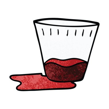 çizgi film doodle dökülmüş bir içki