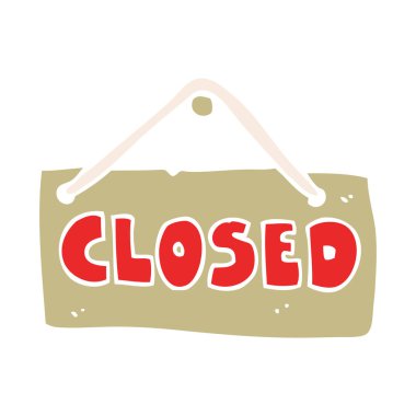 dükkan kapalı işareti düz renkli çizimi