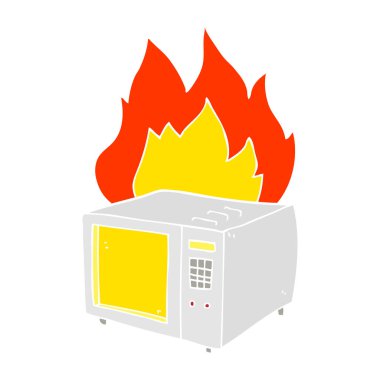 Mikrodalga yanıyor düz renkli çizimi