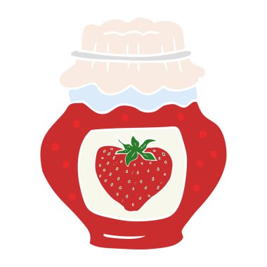 düz renk illüstrasyon, Çilek reçel kavanozu