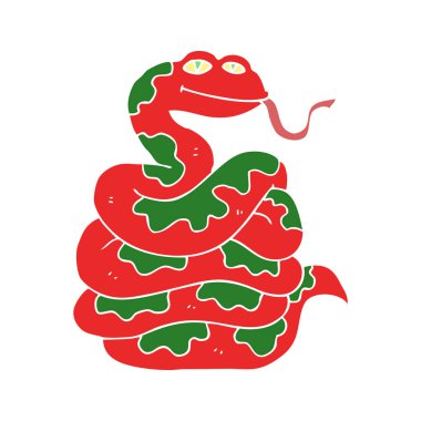 düz renk tarzı çizgi film yılan