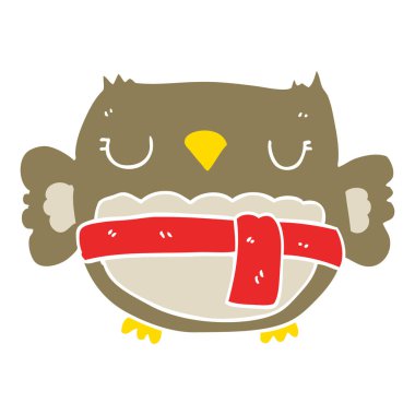 düz renk tarzı çizgi film baykuş