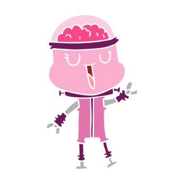 mutlu düz renk tarzı çizgi film robot