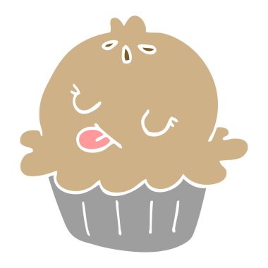 sevimli düz renk tarzı çizgi film pasta