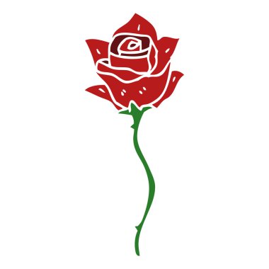 çizgi film doodle kırmızı gül