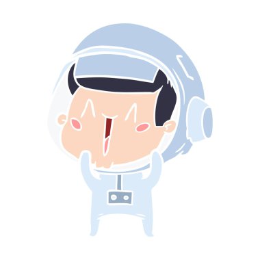 mutlu düz renk tarzı çizgi film astronot