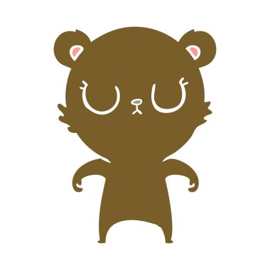 huzurlu düz renk tarzı çizgi film ayı