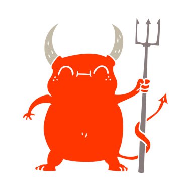 düz renk tarzı çizgi film küçük şeytan