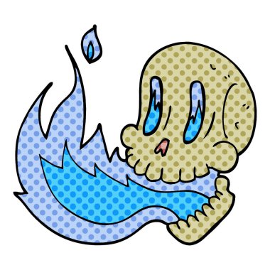 çizgi film doodle yanan kafatası