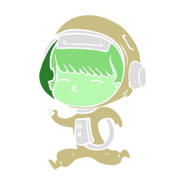 düz renk tarzı çizgi film meraklı çalışan astronot