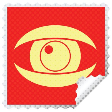 Etiket soyma bakan göz grafik vektör kare