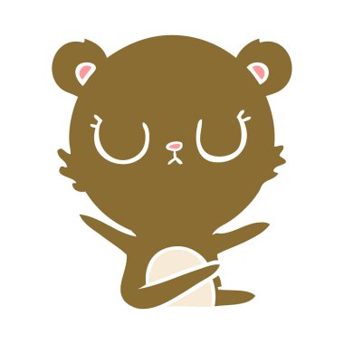 huzurlu düz renk tarzı çizgi film ayı