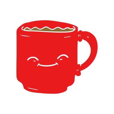 düz renk tarzı çizgi film kahve kupa