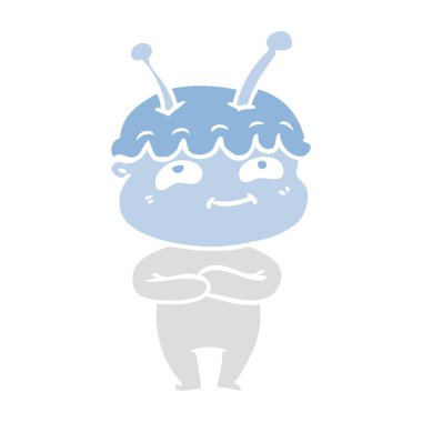 dost düz renk tarzı çizgi film uzay adamı