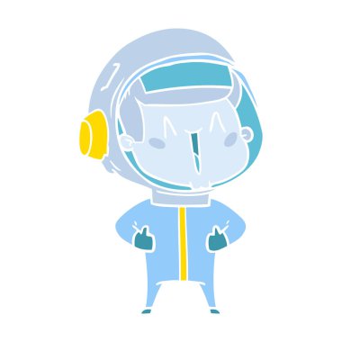 mutlu düz renk tarzı çizgi film astronot