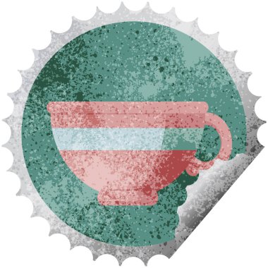 Kahve Kupası grafik vektör çizim yuvarlak etiket damga