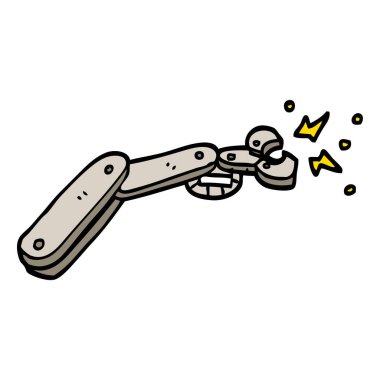 elle çizilmiş doodle tarzı çizgi film robot kol