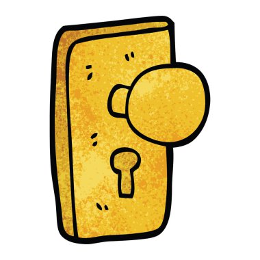 çizgi film doodle kapı kolu anahtar deliği ile