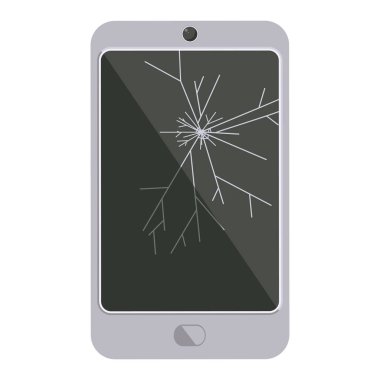kırık ekran cep telefonu grafik vektör çizim simgesini