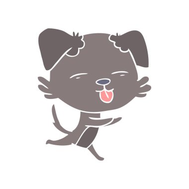 dilini düz renk stil karikatür köpek