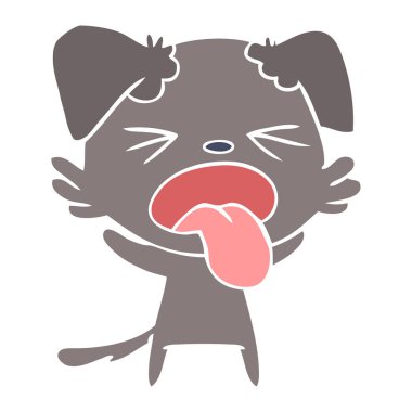 düz renk stil çizgi film köpek tiksinti