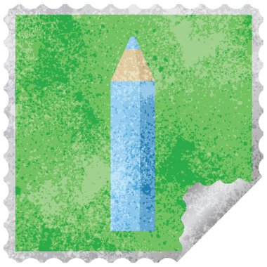 mavi kalem grafik kare etiket damga boyama