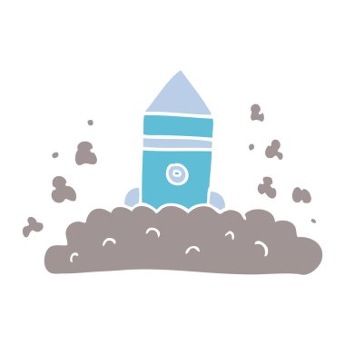 çizgi film doodle roket fırlatma