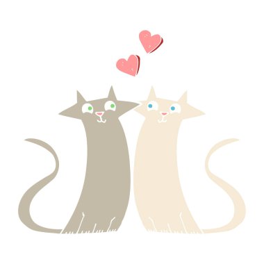düz renk illüstrasyon kedi aşık