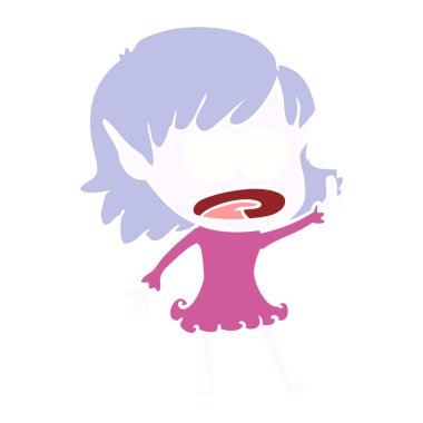 düz renk tarzı çizgi film şok elf kız