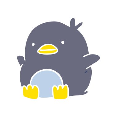 sevimli düz renk stil karikatür penguen