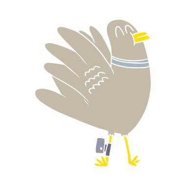 düz renk tarzı çizgi film güvercin