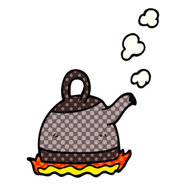 çizgi film doodle çaydanlık ocakta