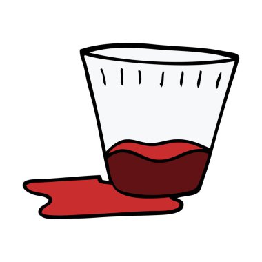 çizgi film doodle dökülmüş bir içki