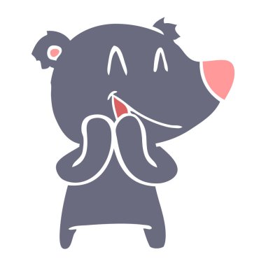 ayı düz renk stil çizgi film gülüyor