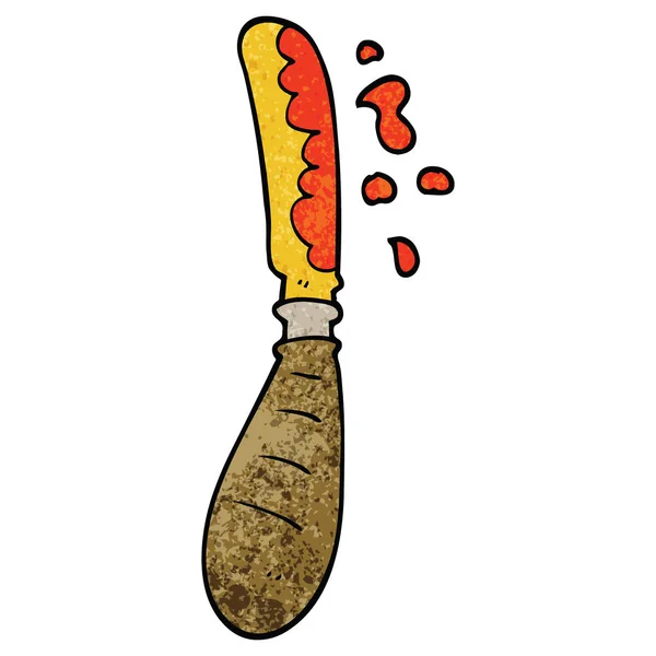 Dessin Animé Doodle Confiture Propagation Couteau — Image vectorielle