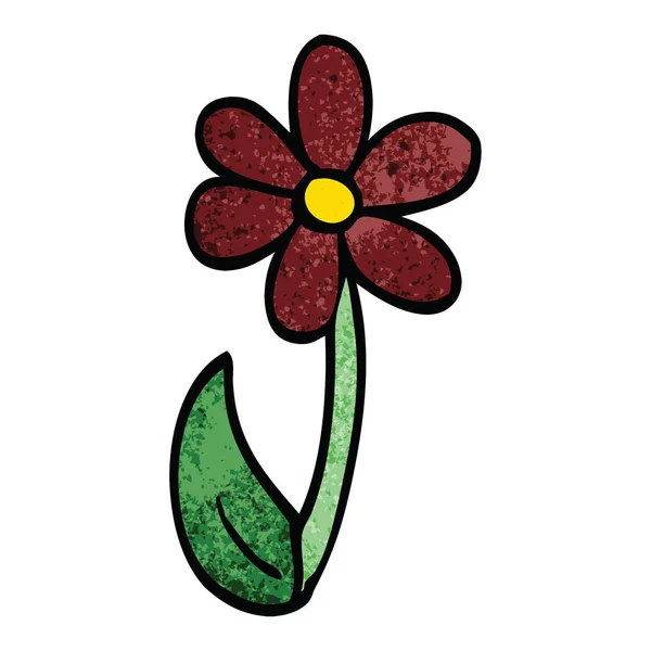 Desenho Animado Doodle Única Flor — Vetor de Stock