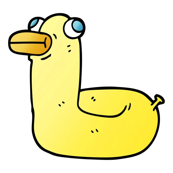 Vetor Gradiente Ilustração Desenho Animado Amarelo Anel Pato — Vetor de Stock