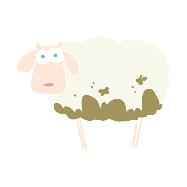 Flat Color Illustration Muddy Sheep — Stock Vector