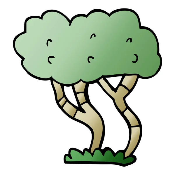 Dibujos Animados Garabato Árbol Vector Ilustración — Vector de stock