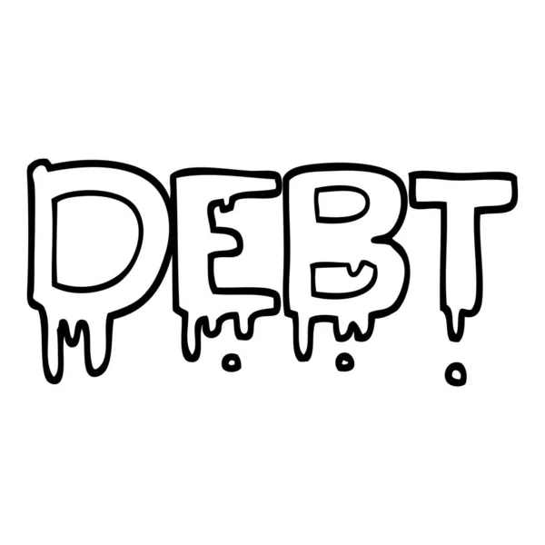 Sinal Dívida Cartoon Preto Branco — Vetor de Stock