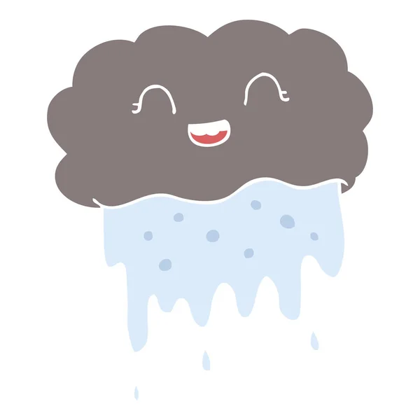 Flat Color Illustration Rain Cloud — Stock Vector