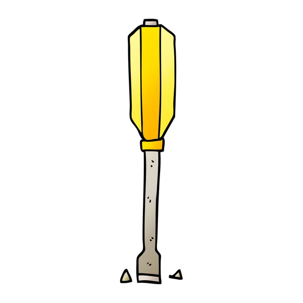 Cartoon Doodle Screwdriver Isolated White Background — Stock Vector