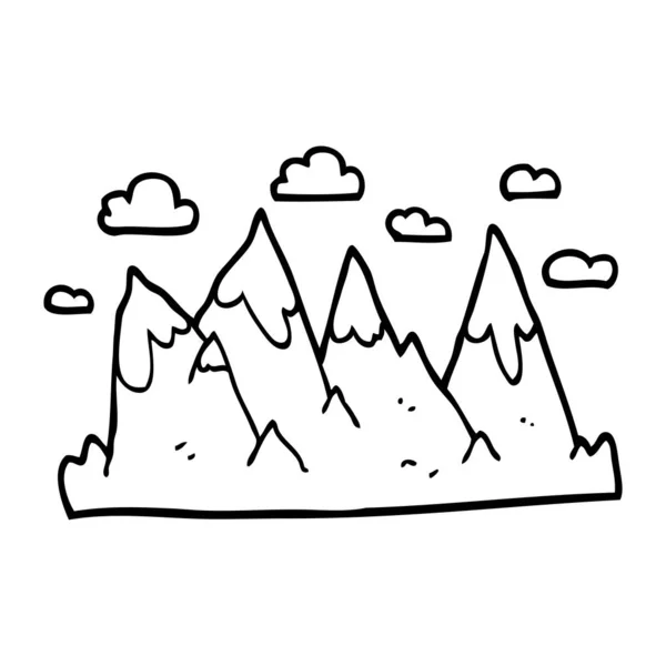 Line Drawing Cartoon Mountain Range — Stock Vector
