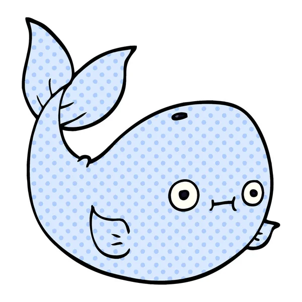 Cartoon Doodle Sea Whale — Stock Vector